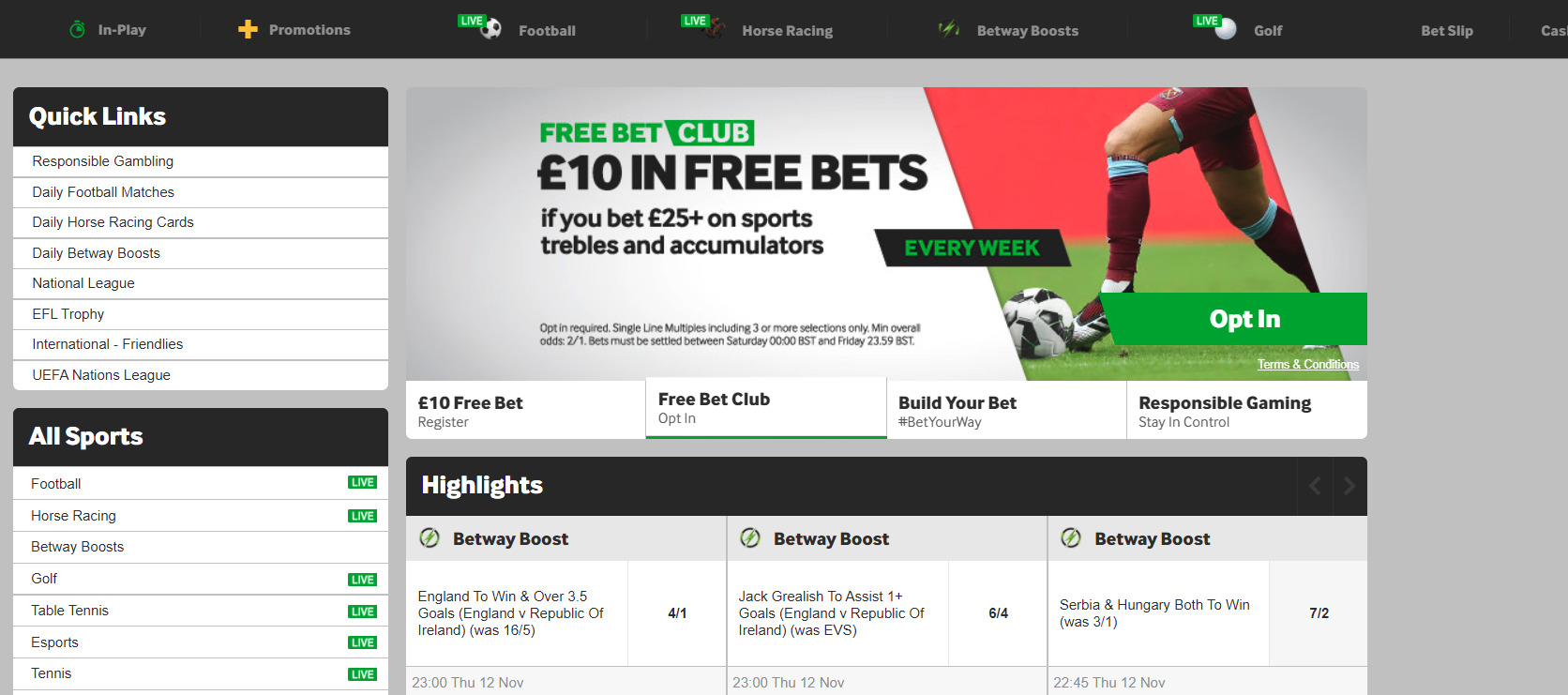 Betway site bonus