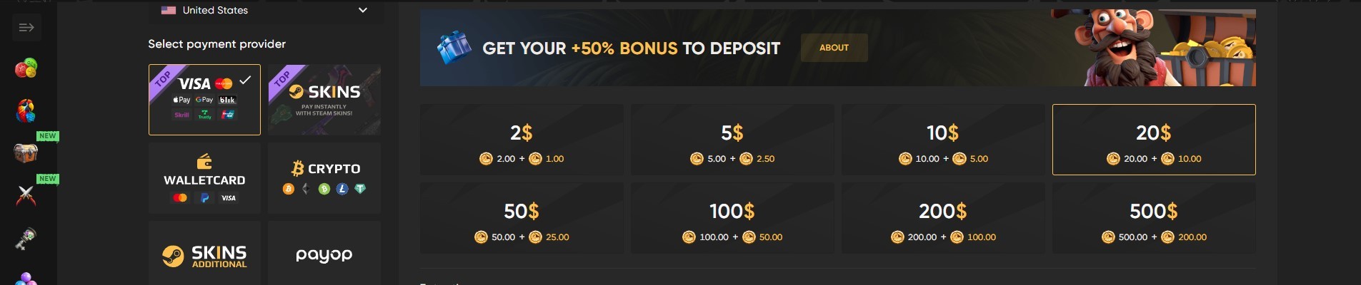 Methods of deposit and withdrawal on Rustix.io