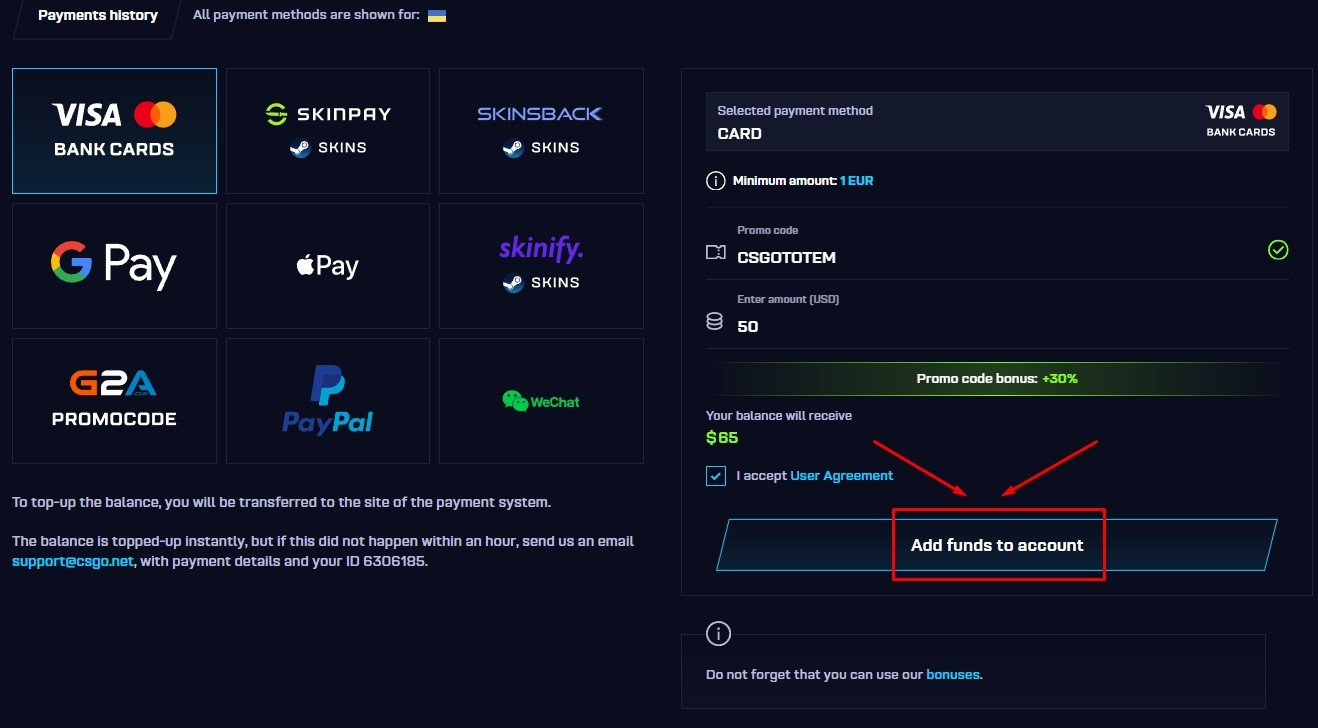 get bonus on csgo.net