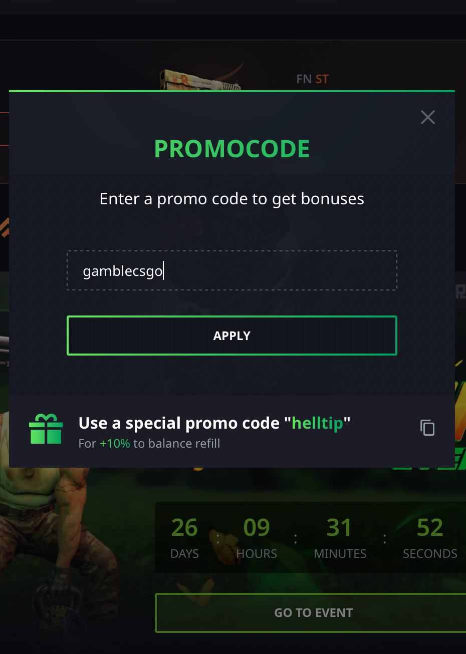 Promo code gamblecsgo