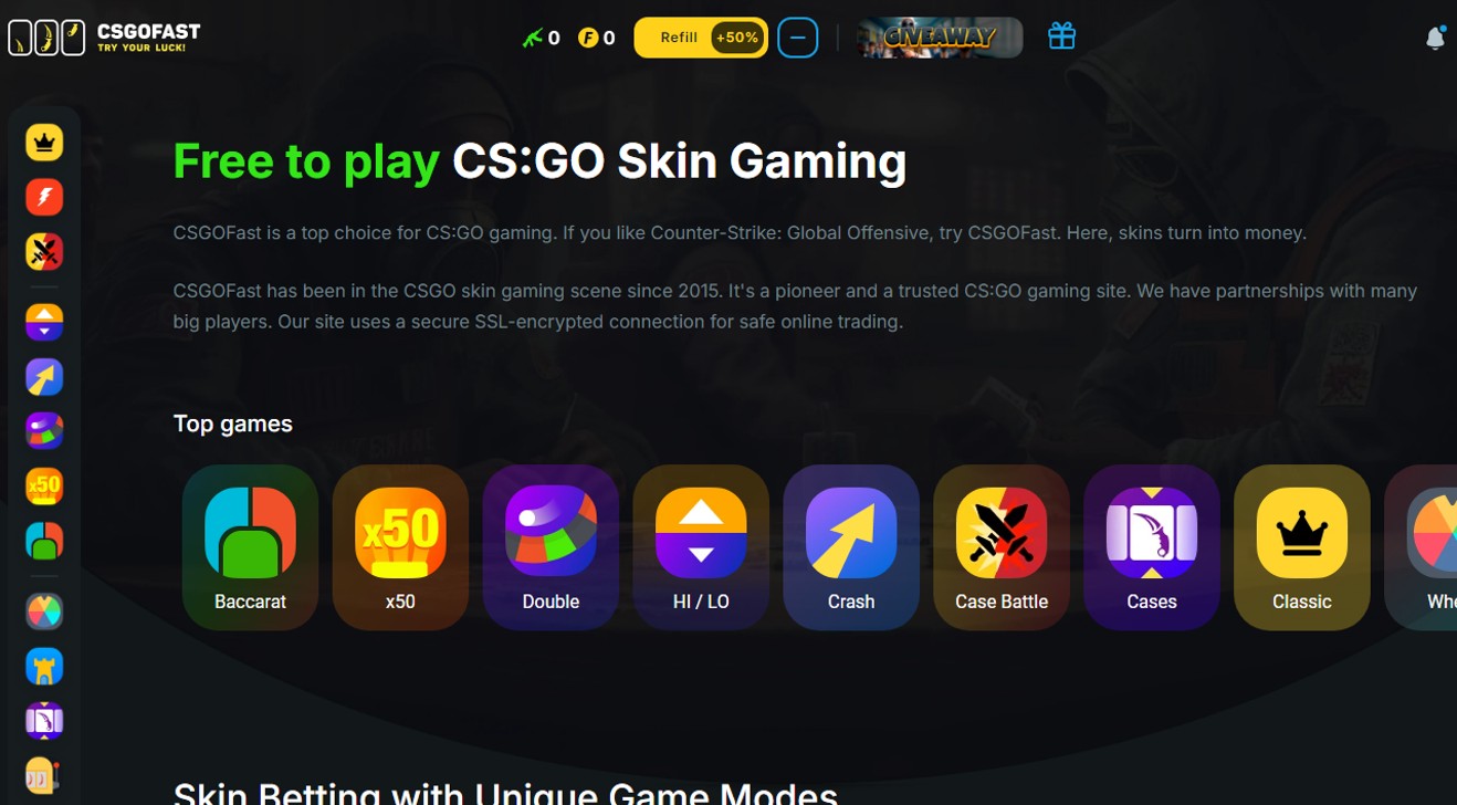 get bonus and play on csgofast