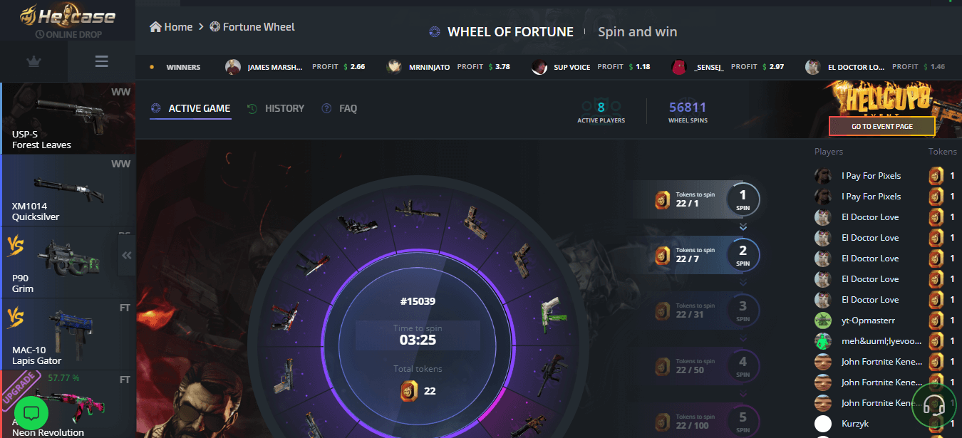 Hellcase Promo Code - wheel of fortune