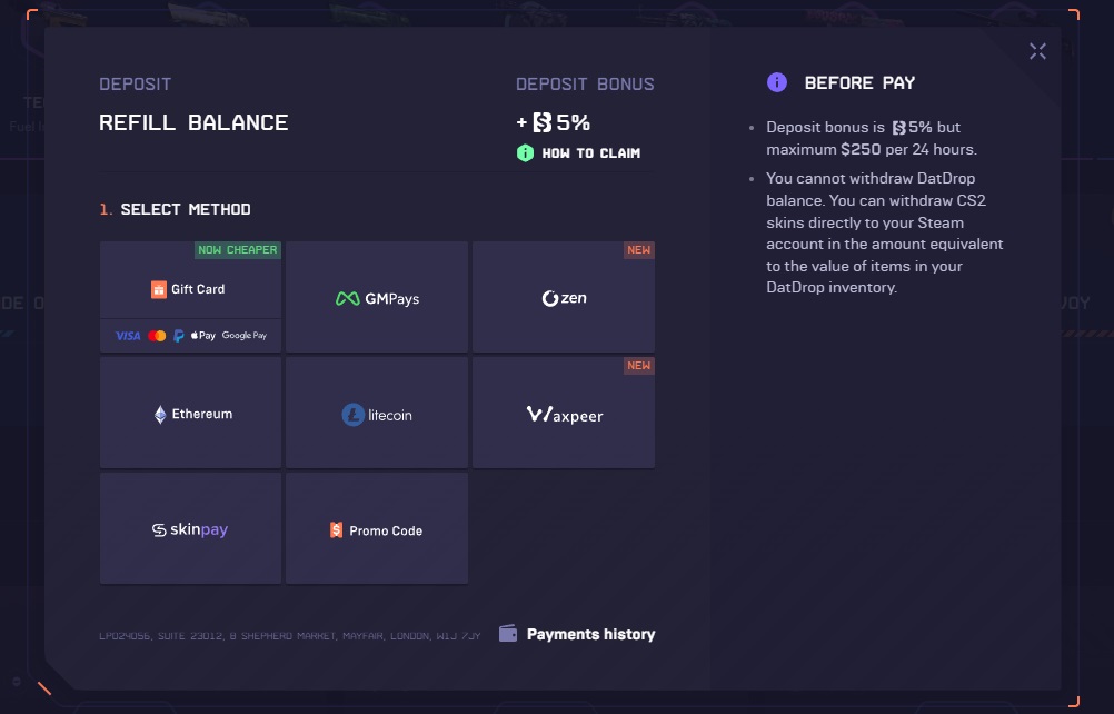 DatDrop How to Use Promo Code step 2