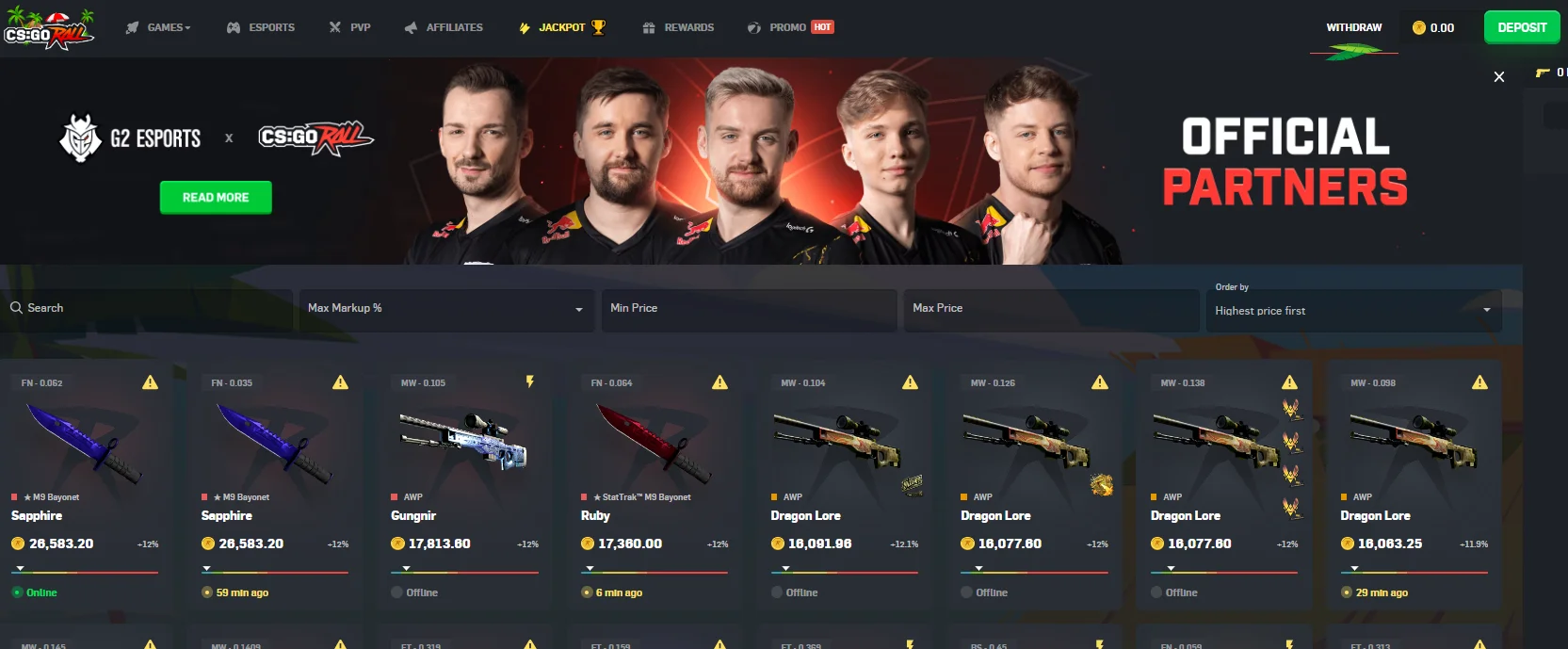 skins on csgoroll website