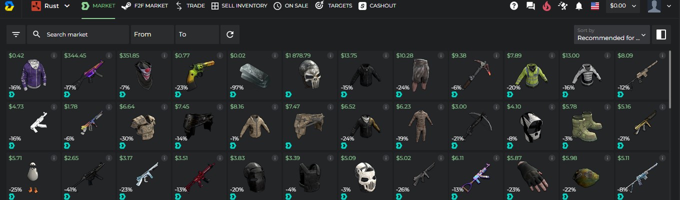 DMarket rust skins