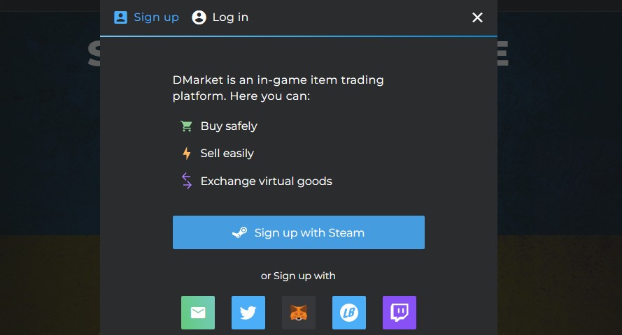 DMarket log in