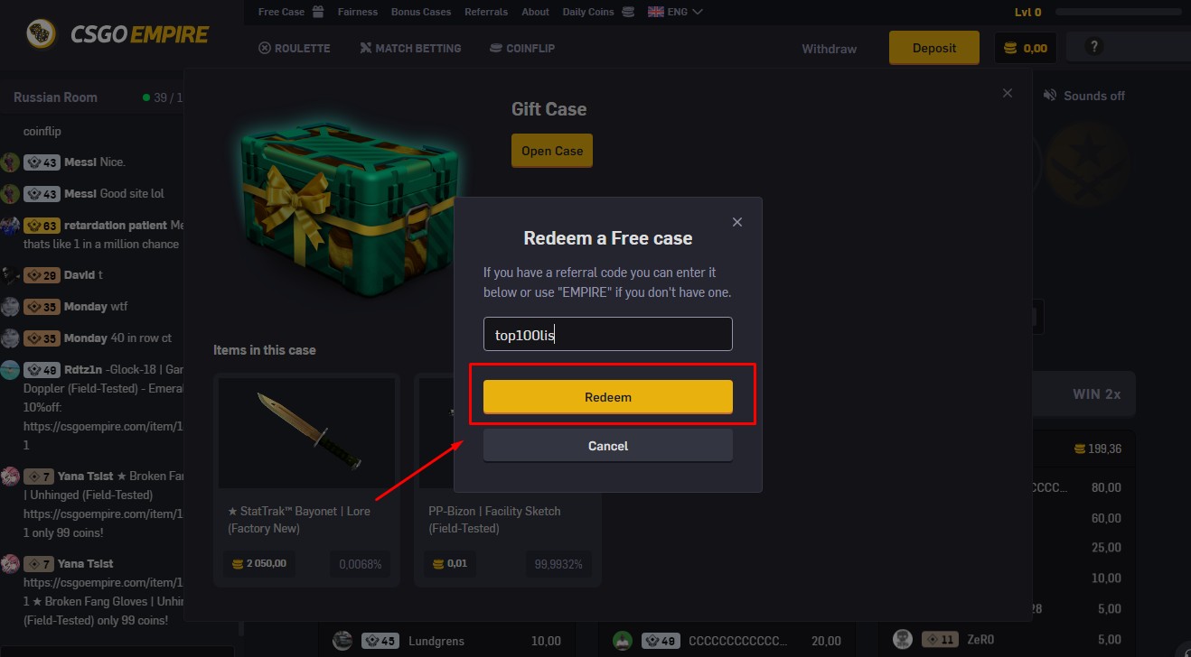 csgoempire bonus