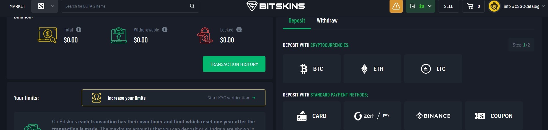 Payment methods on Bitskins