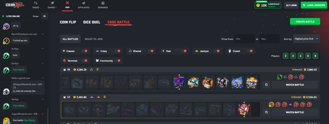 CSGORoll Case Battles