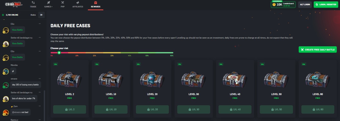 CSGORoll daily free cases