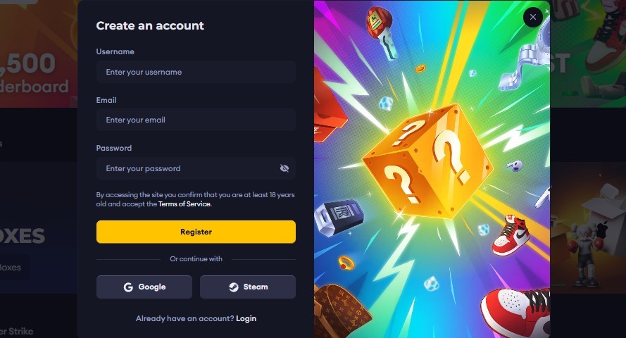 create an account on lootbox
