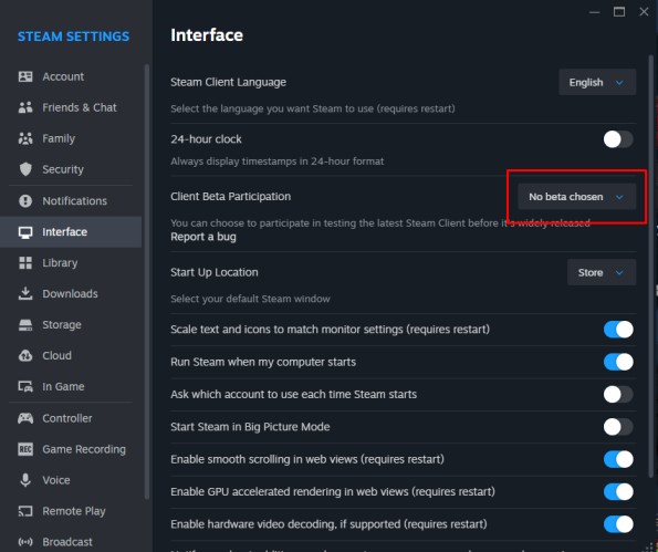 Steam Beta Participation