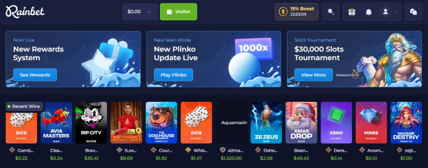 RainBet Casino Games
