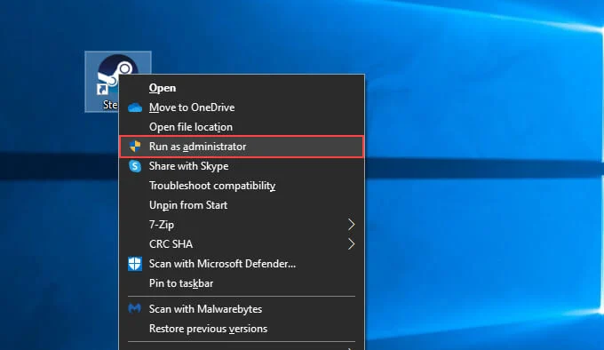Run Steam as Administrator