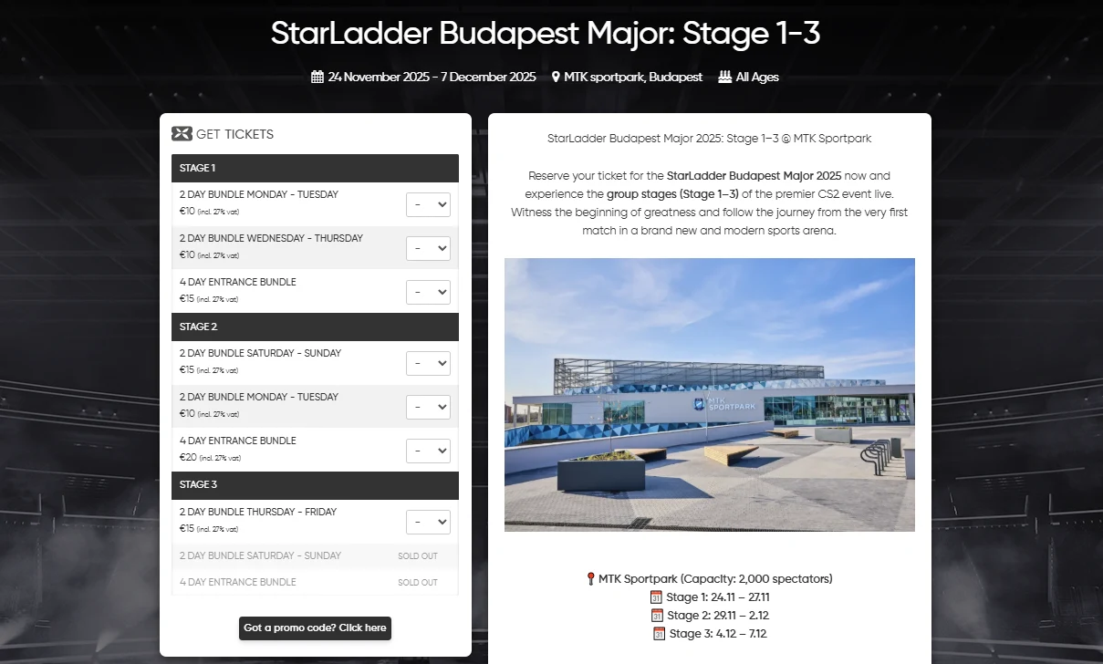 CS2 Budapest Major Tickets