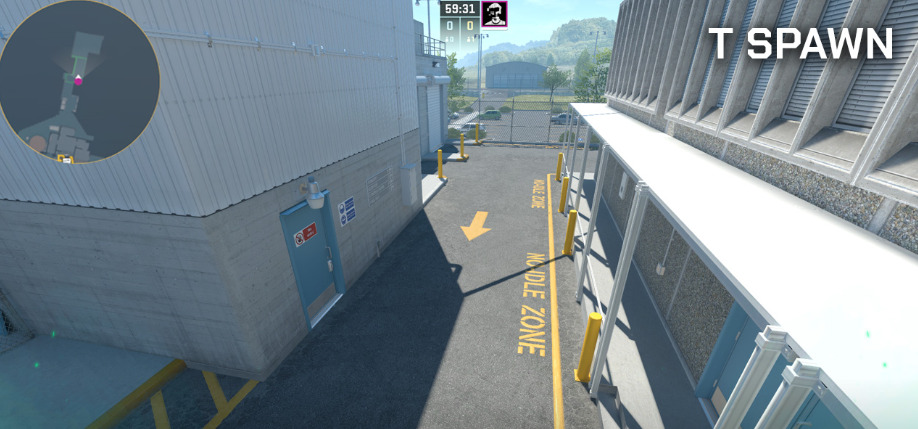 T Spawn as the main reference on the T side